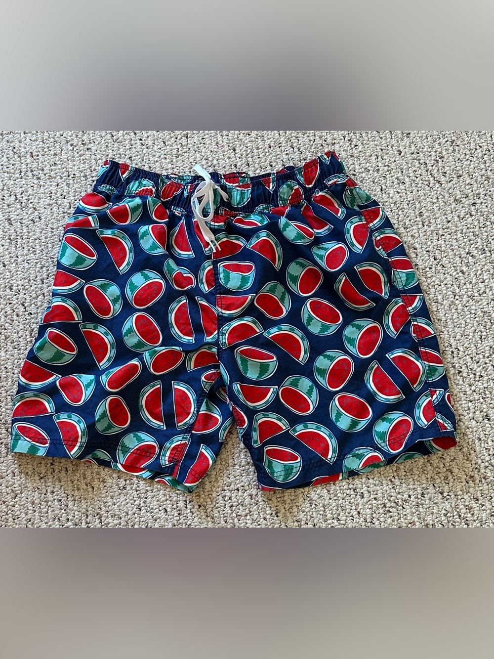 Men’s Hanna Andersson Navy Swim Shorts with Red & Green Watermelon Print XL